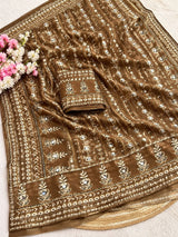 Kareena Kapoor inspired Georgette Saree with Mirror and cutdana Work - SogaSaree Handlooms
