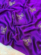 Georgette Saree with Sugarbeads Embroidery Work - Purple