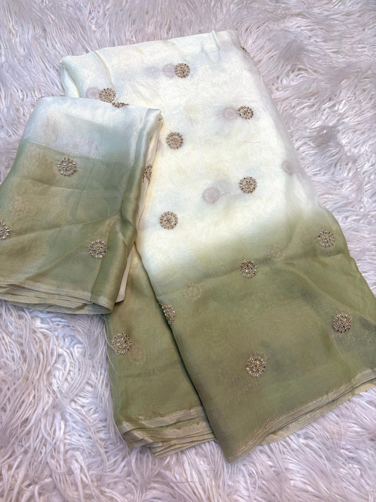 Space Silk Dual Shade Embroidery Work Sarees