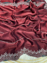 Space Silk Sugar Beads Work Saree
