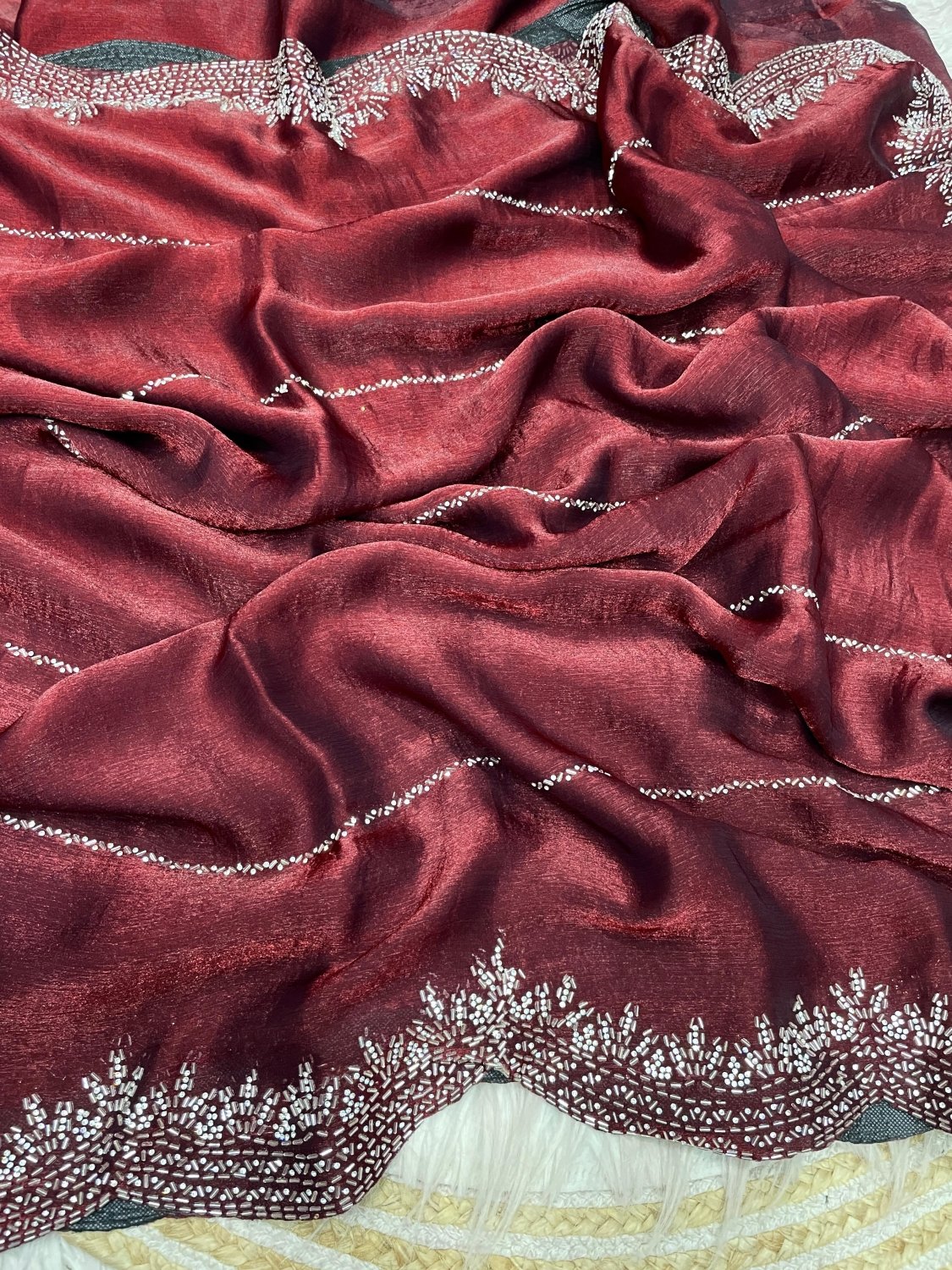 Space Silk Sugar Beads Work Saree - SogaSaree Handlooms
