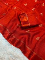 Crush Viscose Georgette Saree with Satin Border - SogaSaree Handlooms