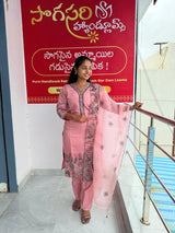 Mul Chanderi Party wear 3-piece dress - SogaSaree Handlooms