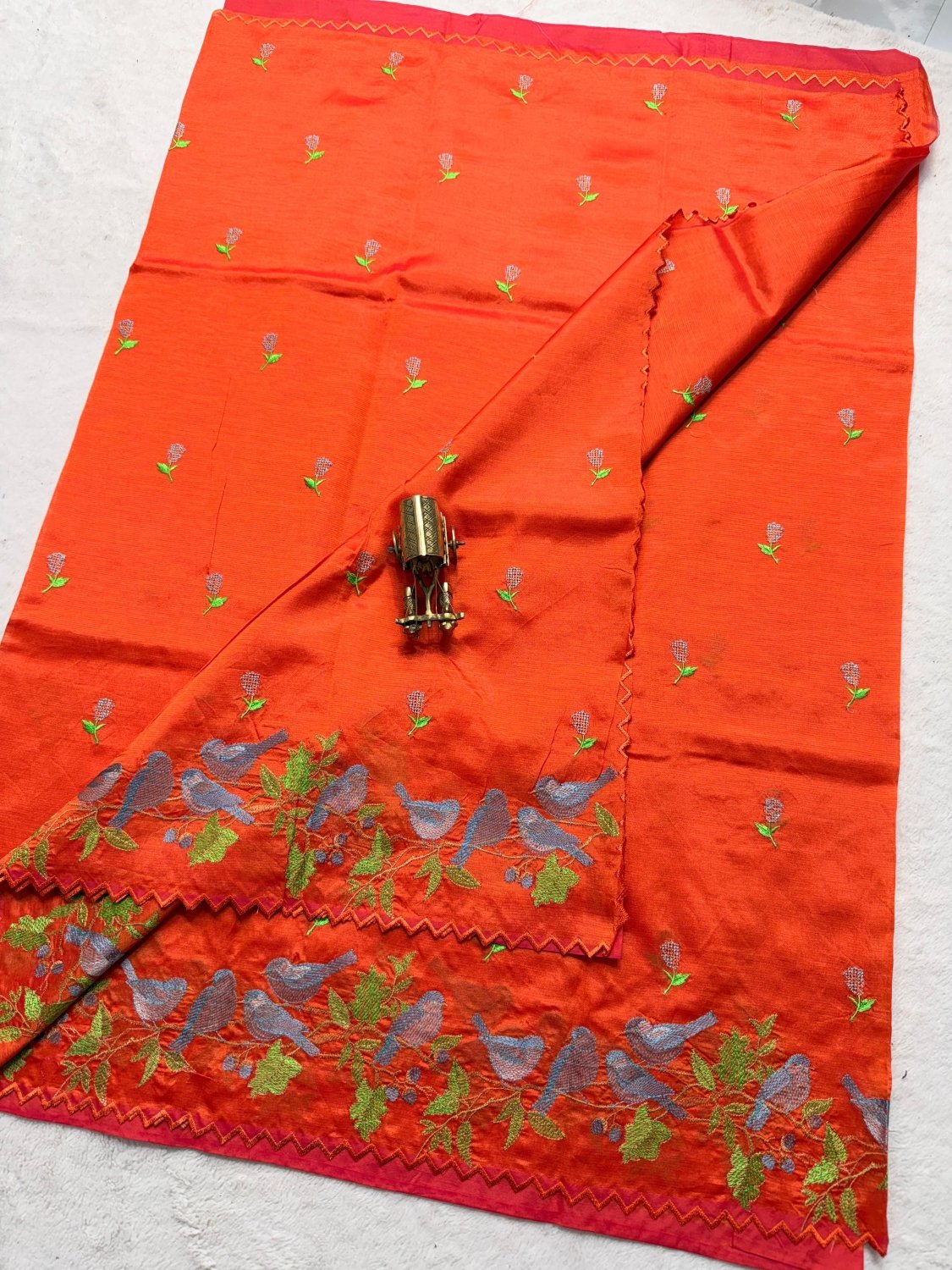 Mangalagiri Pattu Embroidery Work Saree - SogaSaree Handlooms