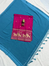 Falling Georgette Saree with designer work blouse