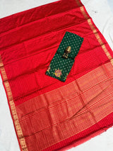 Chinnon checks saree with designer sequence work blouse.