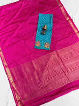 Chinnon checks saree with designer sequence work blouse.
