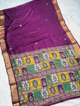 Marshmellow Silk Emboss Weaving Foil Work Saree