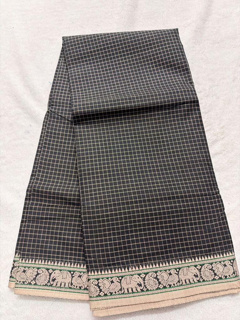 Pure NarayanaPet Cotton Check Sarees with Small Borders