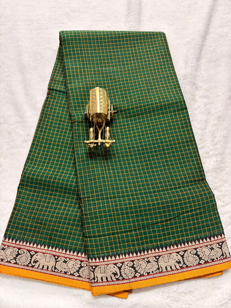 Pure NarayanaPet Cotton Check Sarees with Small Borders