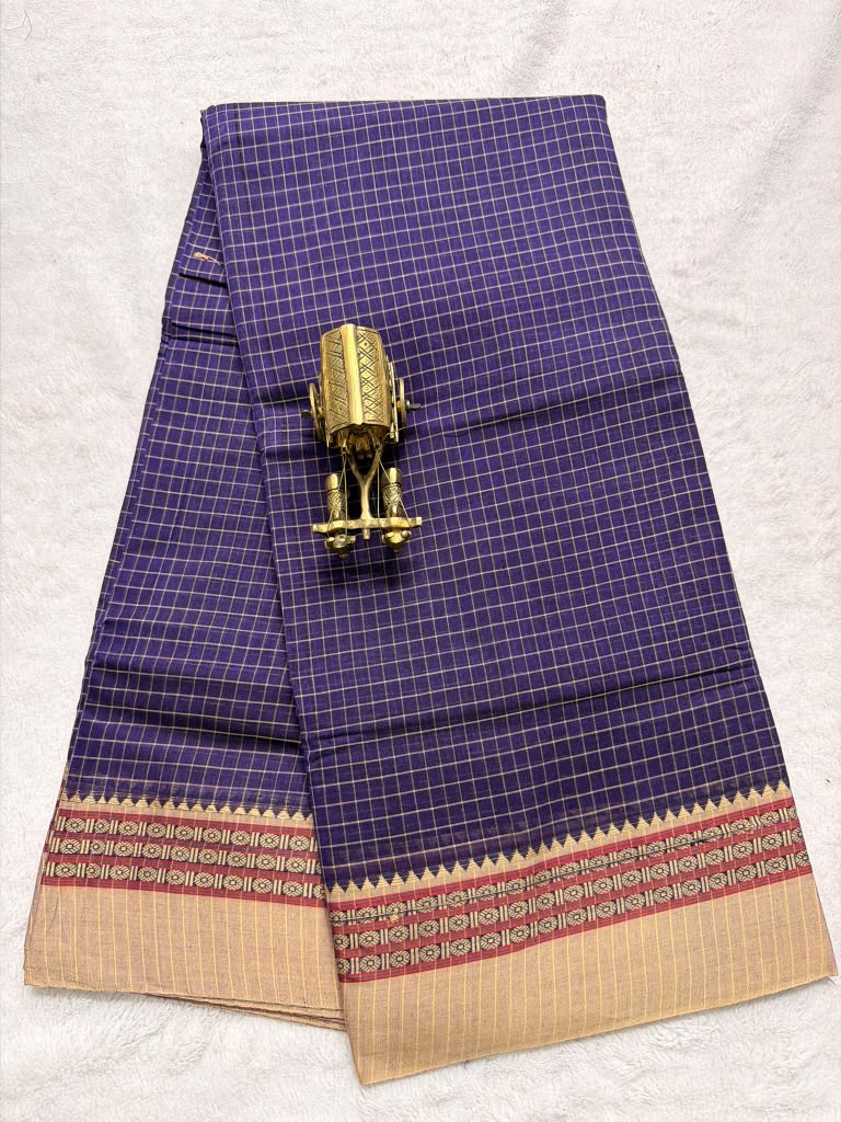 Pure NarayanaPet Cotton Check Sarees with Small Borders