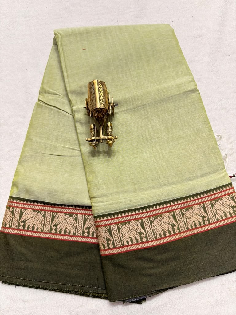 Pure NarayanaPet Cotton Plain Sarees with Big Borders