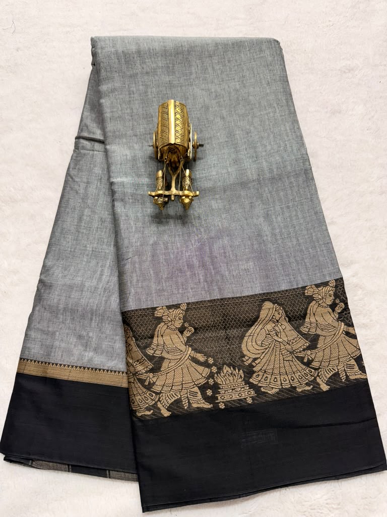 Pure NarayanaPet Cotton Plain Sarees with Big Borders