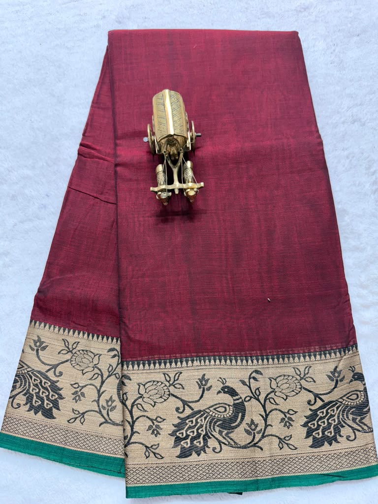 Pure NarayanaPet Cotton Plain Sarees with Big Borders