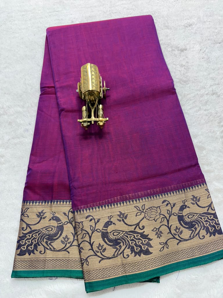 Pure NarayanaPet Cotton Plain Sarees with Big Borders