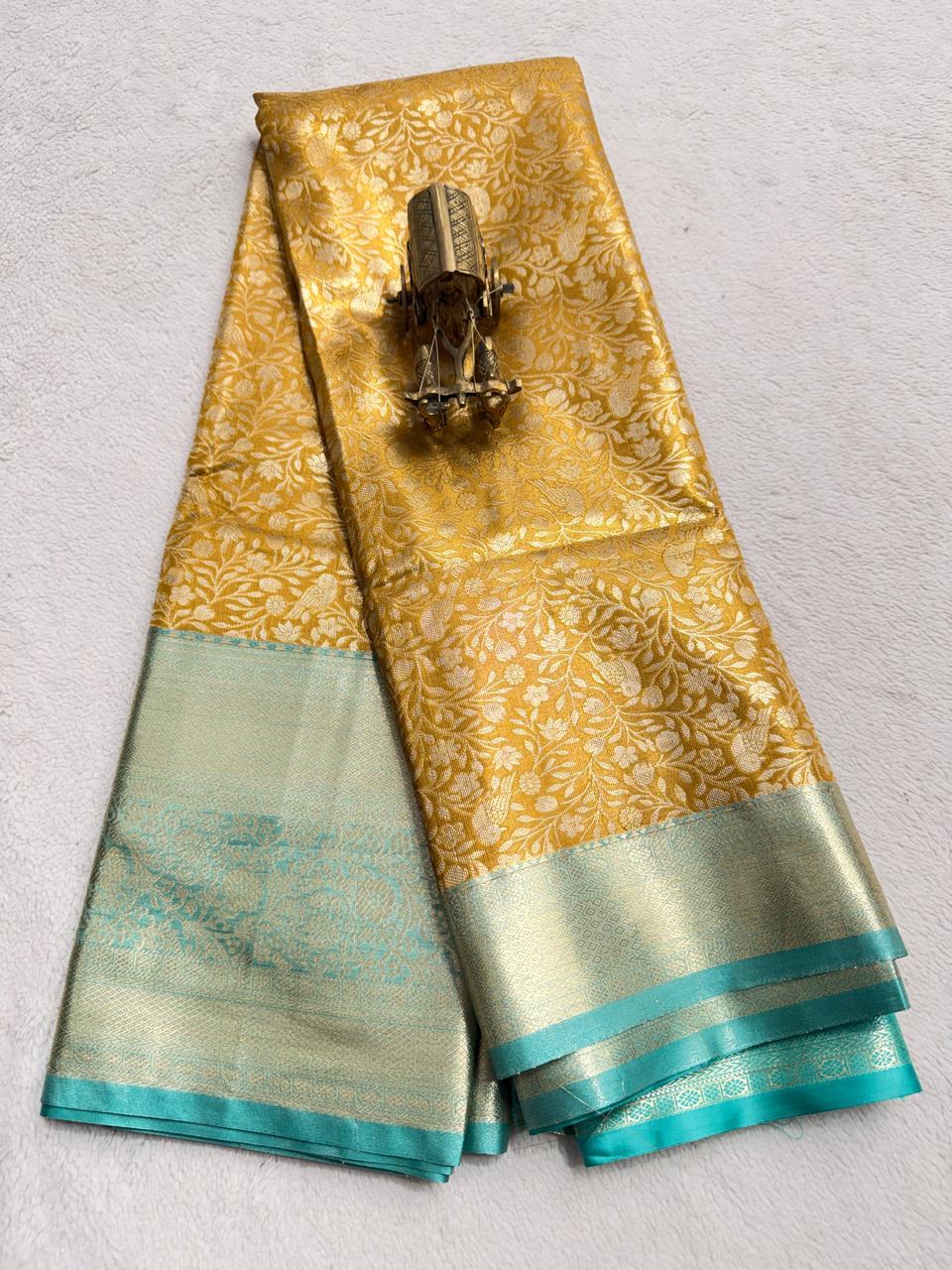 Premium Light Weight Semi Kanchi Pattu All over Brocade weaving Saree.