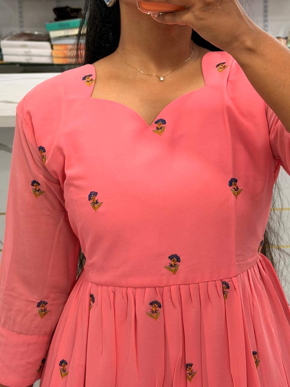 Georgette Embroidery Work Frock