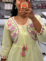Cotton Embroidery Work Coat Style Frock