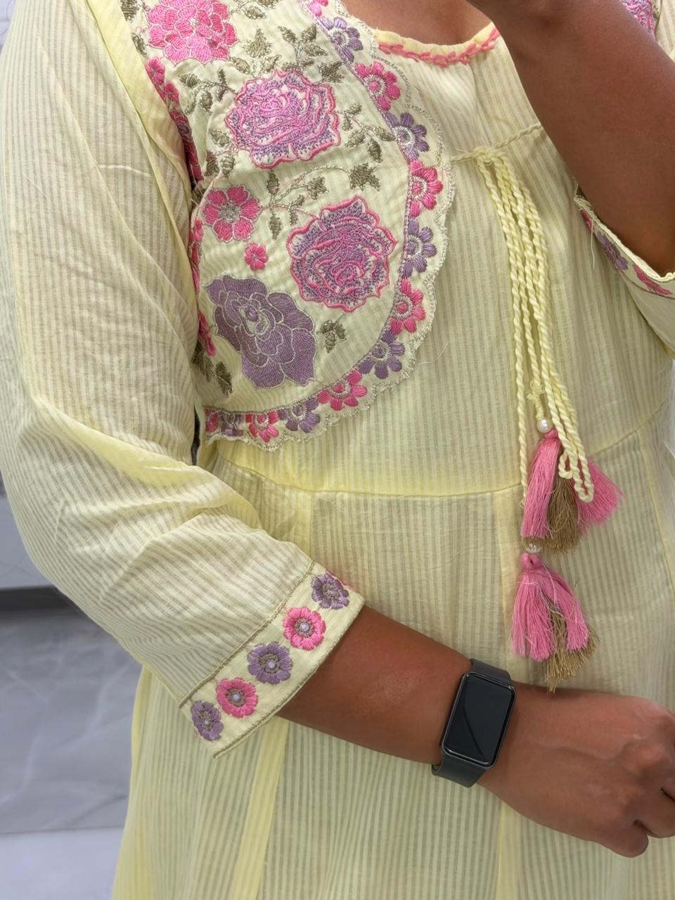 Cotton Embroidery Work Coat Style Frock