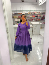 Mul Cotton Dual Shade Cutdana Embroidery Work Frock