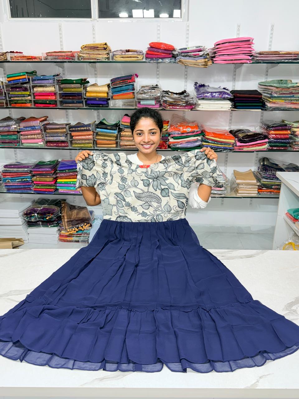 Georgette Kalamkari Frock