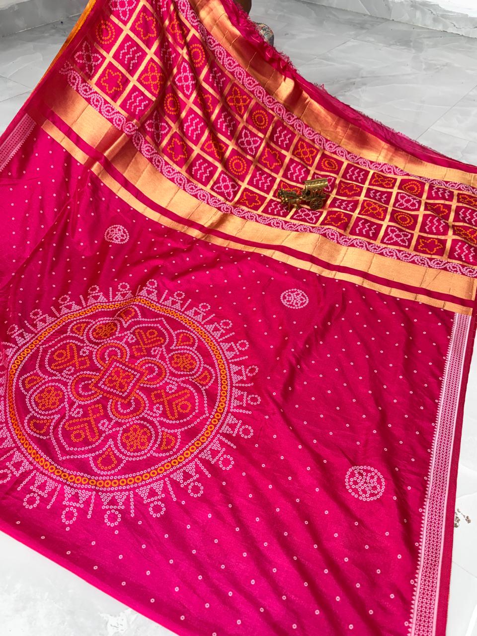 Gaji Silk Weaving Bandhini Designer Wear Saree - SogaSaree Handlooms