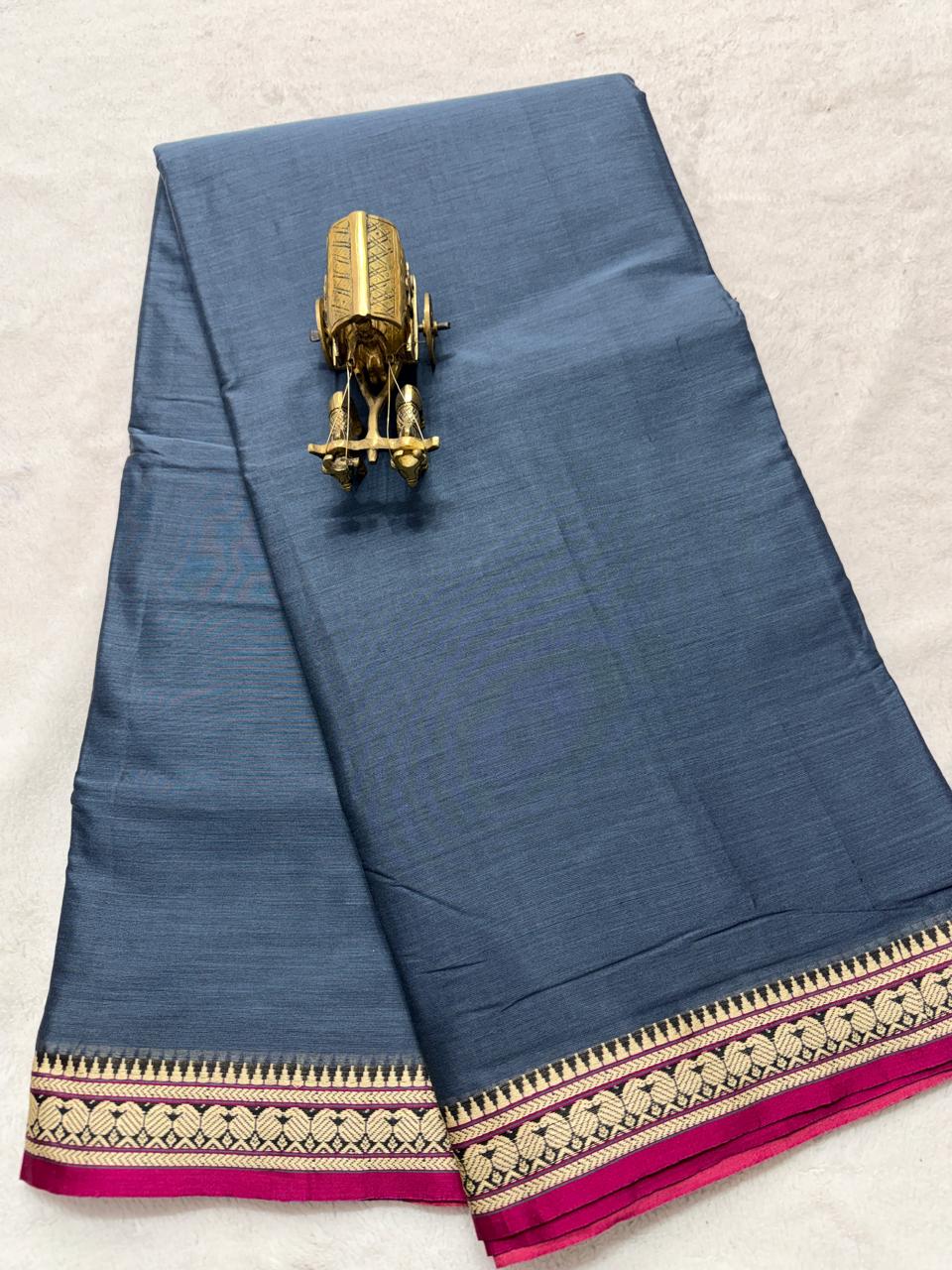 Pure NarayanaPet Cotton Plain Sarees with Small Borders