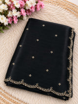 Space Silk Saree with Sugar Beads Work - Black