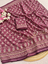Kareena Kapoor inspired Georgette Saree with Mirror and cutdana Work - SogaSaree Handlooms