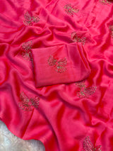 Georgette Saree with Sugarbeads Embroidery Work - Pink