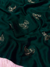 Georgette Saree with Sugarbeads Embroidery Work - Green