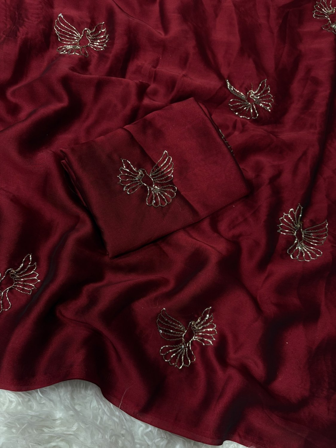 Georgette Saree with Sugarbeads Embroidery Work - SogaSaree Handlooms