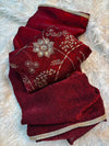 Crush Space Silk Saree with Maggam Work Blouse - Maroon