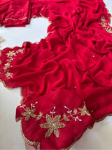 Rangoli crush sarees with sugarbeads work