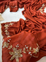 Rangoli crush sarees with sugarbeads work