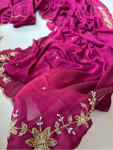 Rangoli crush sarees with sugarbeads work