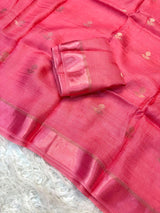 Crush Viscose Georgette Saree with Satin Border - SogaSaree Handlooms