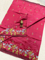 Mangalagiri Pattu Embroidery Work Saree - SogaSaree Handlooms
