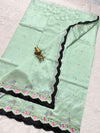 Mangalagiri Pattu Embroidery Work Saree with Contrast Border - SogaSaree Handlooms