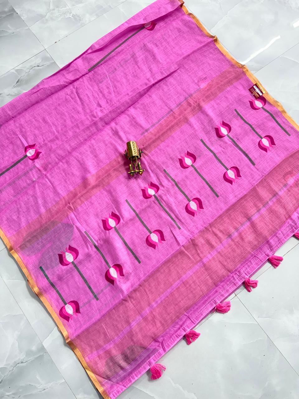 Lenin Floral print Saree