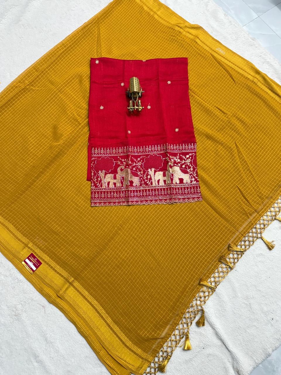 Falling Georgette Saree with designer work blouse