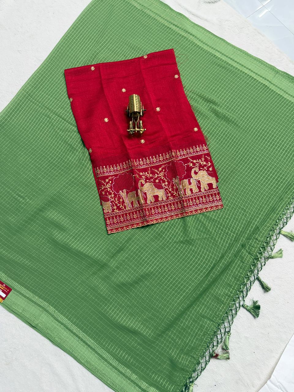 Falling Georgette Saree with designer work blouse