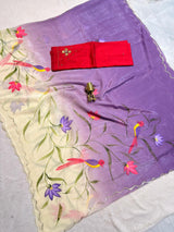 Sheer Organza Dual Shade Brush Paint Saree