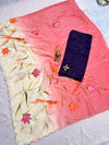 Sheer Organza Dual Shade Brush Paint Saree