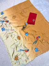 Sheer Organza Dual Shade Brush Paint Saree