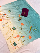 Sheer Organza Dual Shade Brush Paint Saree