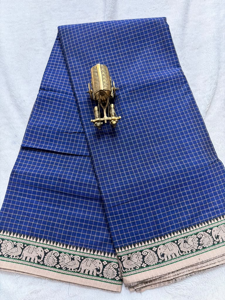 Pure NarayanaPet Cotton Check Sarees with Small Borders