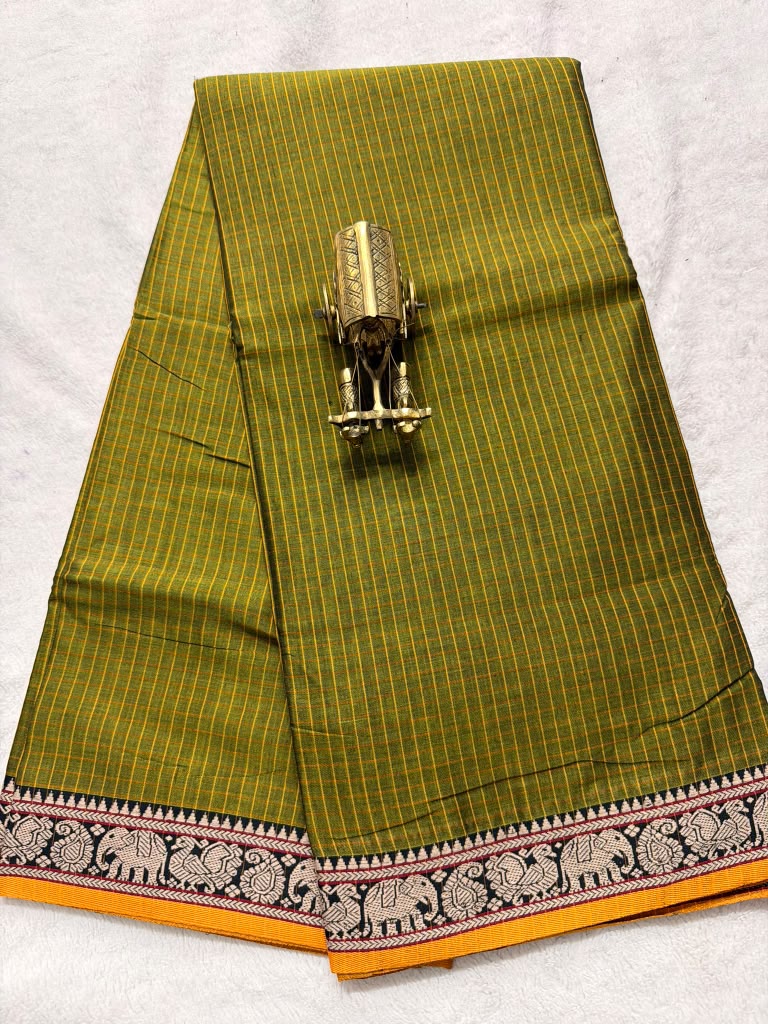 Pure NarayanaPet Cotton Check Sarees with Small Borders