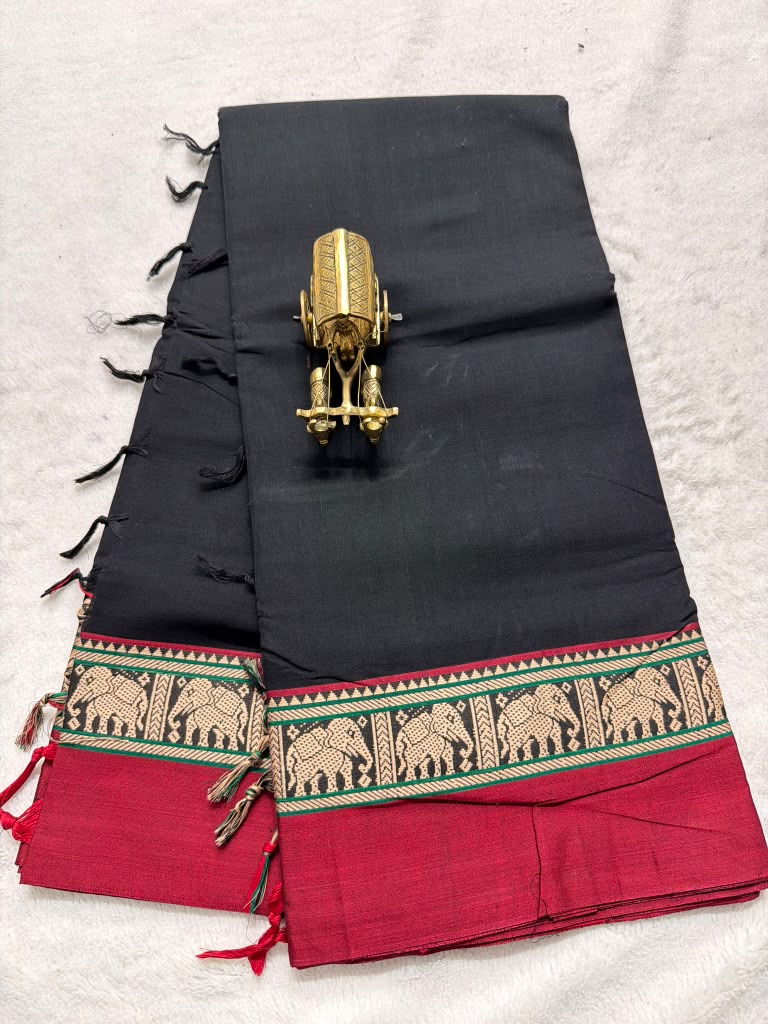Pure NarayanaPet Cotton Plain Sarees with Big Borders