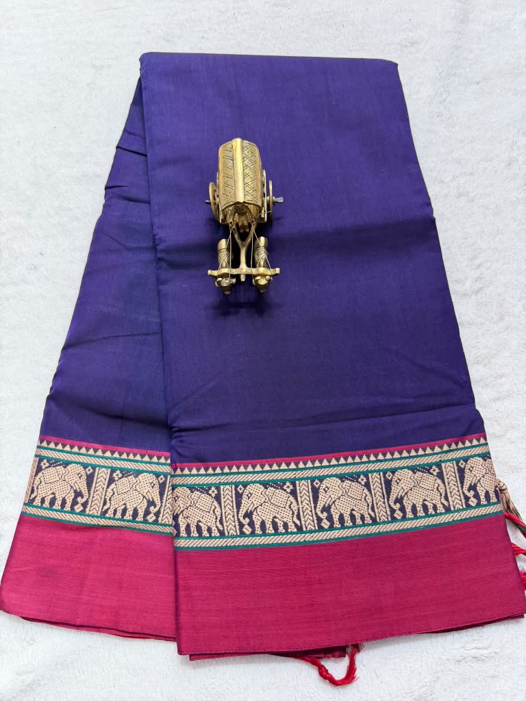 Pure NarayanaPet Cotton Plain Sarees with Big Borders